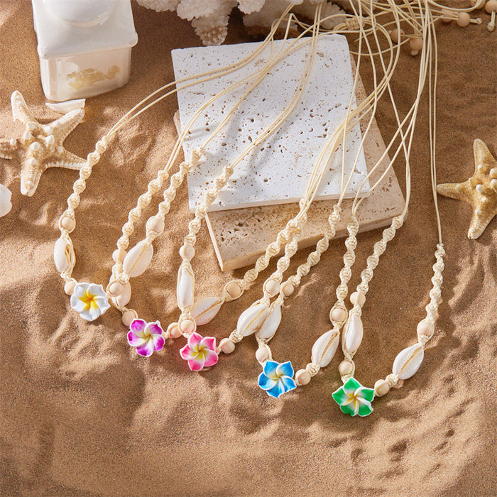 Wholesale Soft Clay Flower Shell Beach Necklace and Bracelet Set Summer Vacation