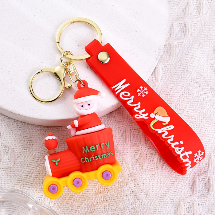 Wholesale Cute soft rubber Christmas keychain
