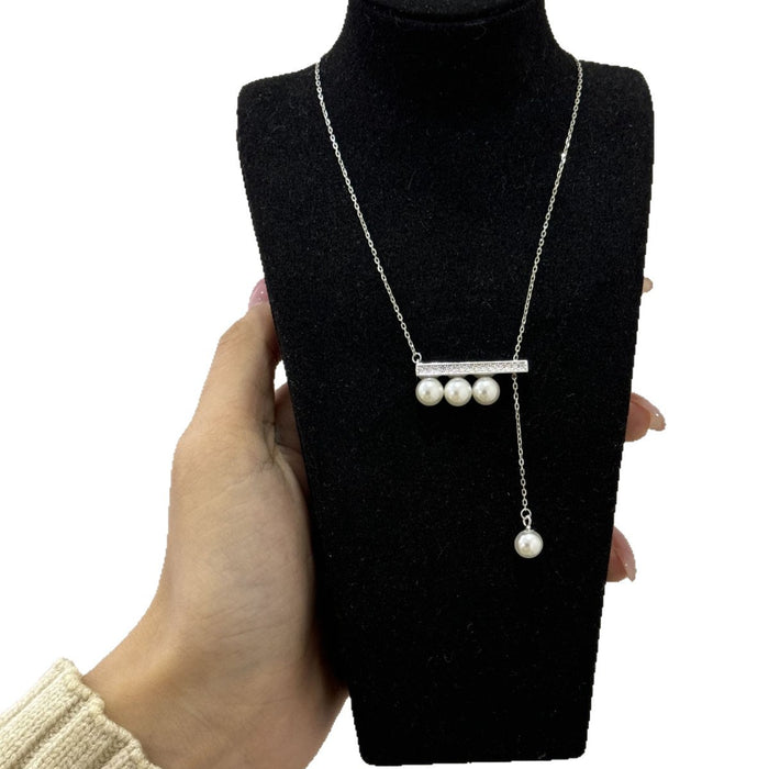 Wholesale S925 Sterling Silver Necklace Quarter Pearl Pull Fashion Clavicle Chain for Women