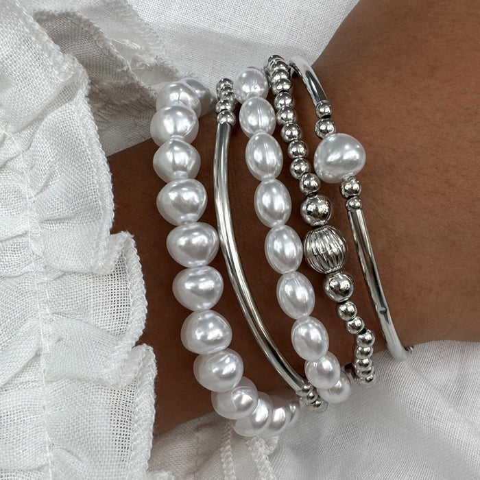 Wholesale Resin Retro Color-Contrast Beaded Bracelet Handmade Woven Stackable Jewelry Accessory MOQ≥2