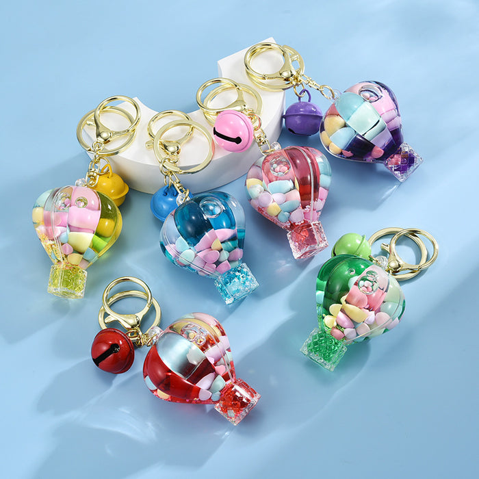 Wholesale Acrylic Oil-filled Hot Air Balloon Bead Keychain JDC-KC-ShuangD013