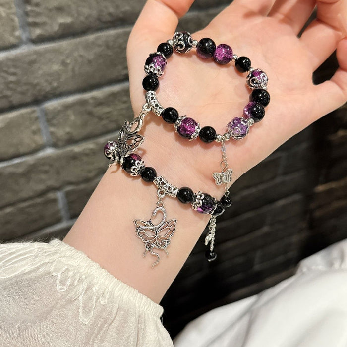 Wholesale Spirit snake butterfly tail bracelet butterfly hand niche high-end glass design bracelet chain