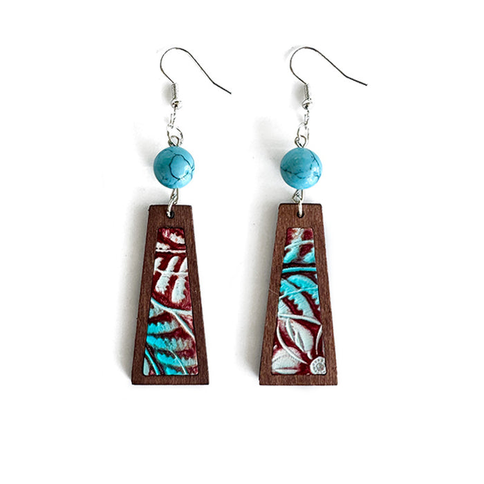 Wholesale Leather earrings vintage turquoise ing classic leopard print cowhide earrings