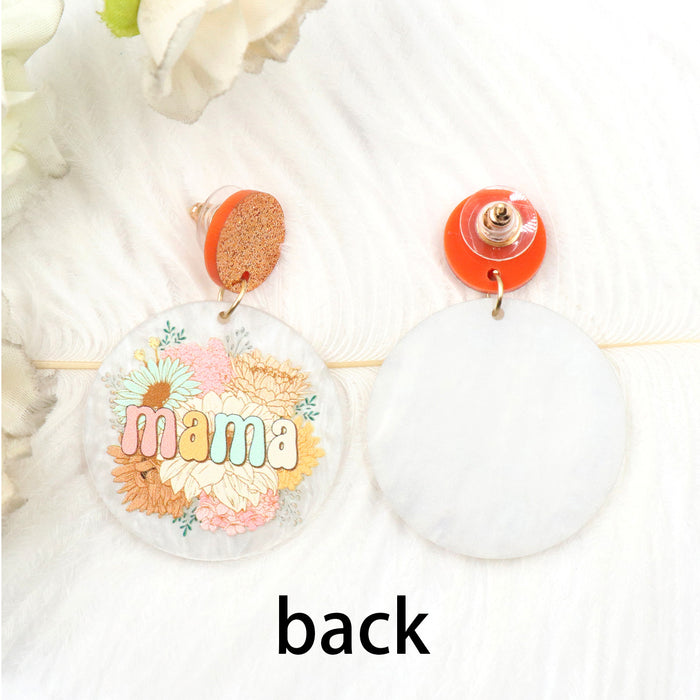 Wholesale Vintage Flower Mama Mother's Day Acrylic Earrings JDC-ES-XiaoYan005