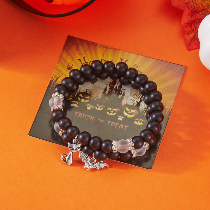 Wholesale  Funny Cartoon Crystal Beaded Bracelet Versatile Witch Pumpkin  Web Wizard Hat Bracelet