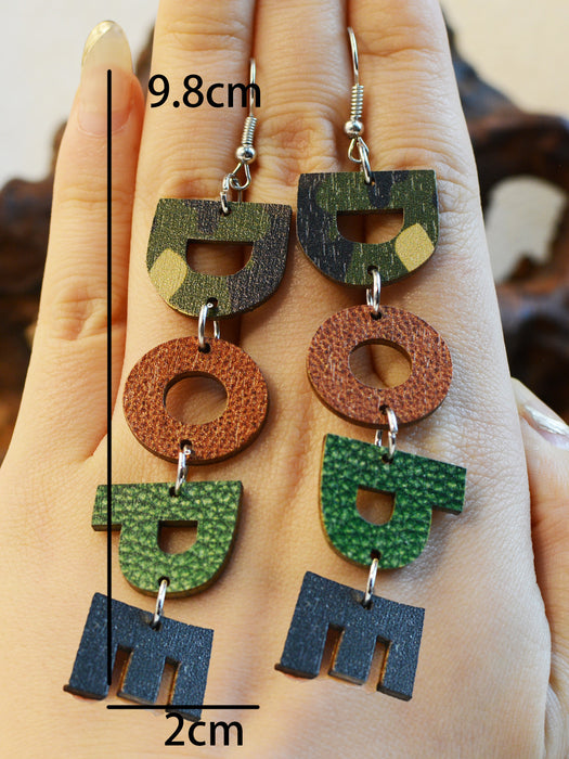 Wholesale Wooden Multi-layered Colorful Letter Earrings JDC-ES-ChenC007