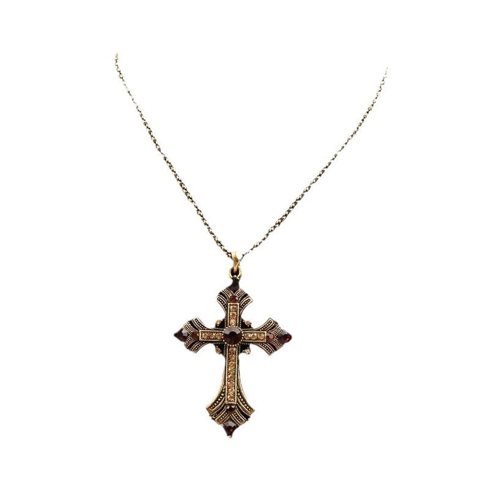 Wholesale Golden rhinestone cross long necklace