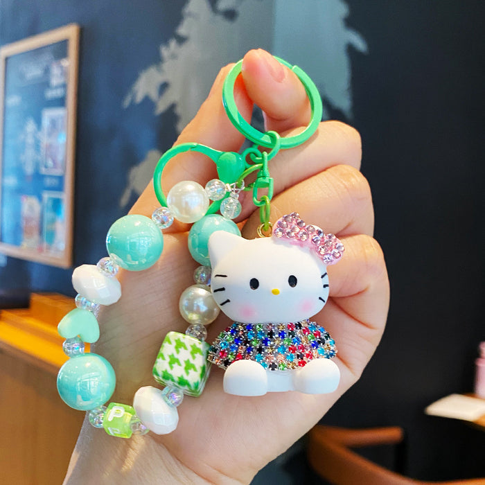 Wholesale Cartoon beaded keychain mobile phone chain