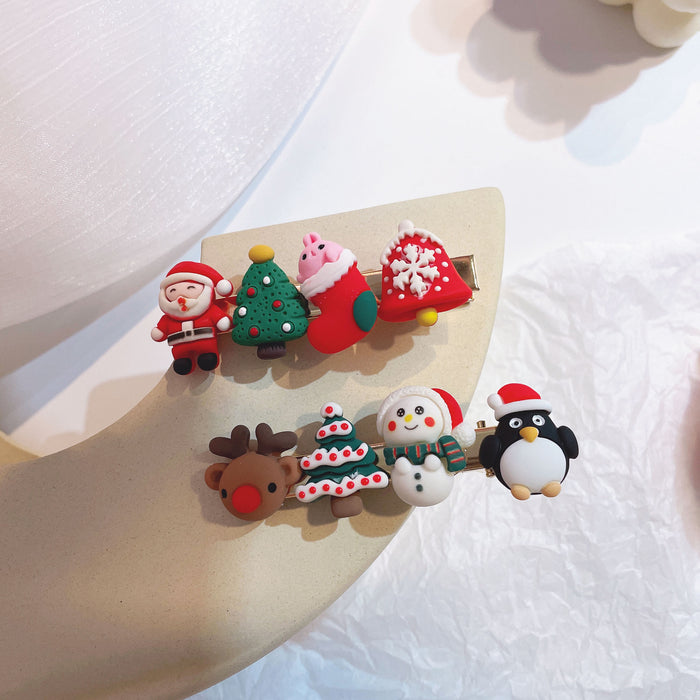 Wholesale Cartoon Christmas Santa Claus Elk Plastic Hairpin JDC-HC-KaLu002