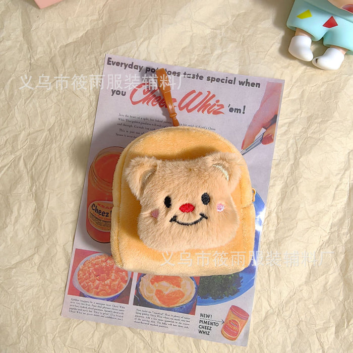 Wholesale Cute Bear Plush Card Bag Women's Mini Coin Purse Student Schoolbag Keychain Pendant Portable Headset Bag