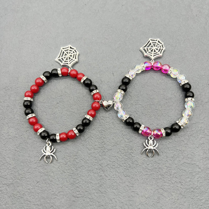 Wholesale  Couple Bracelet Red and Black Beaded Bracelet  Pendant Holiday Gift