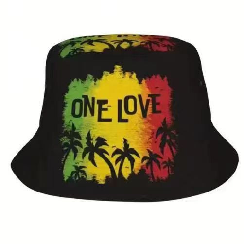 Wholesale geometric graffiti retro fisherman hat printed double-sided all-match basin hat outdoor sun hat