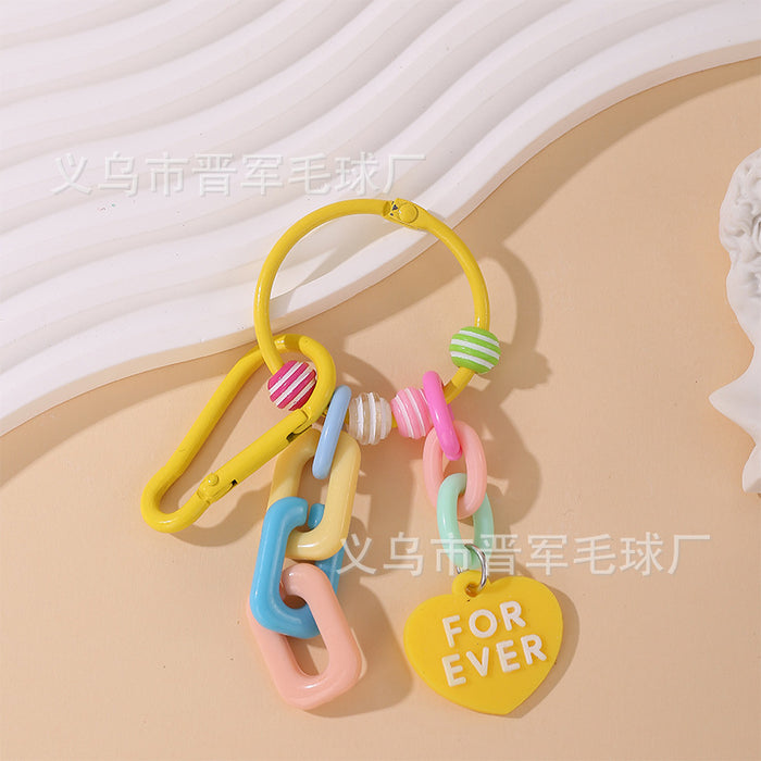 Wholesale Colorful creative couple love chain keychain handmade DIY girls doll bag pendant accessories