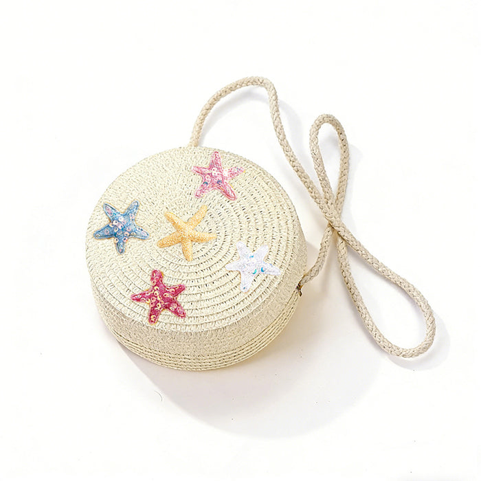 Wholesale Starry Summer Beach Straw Bag Set Cute Crochet Crossbody Coin Purse