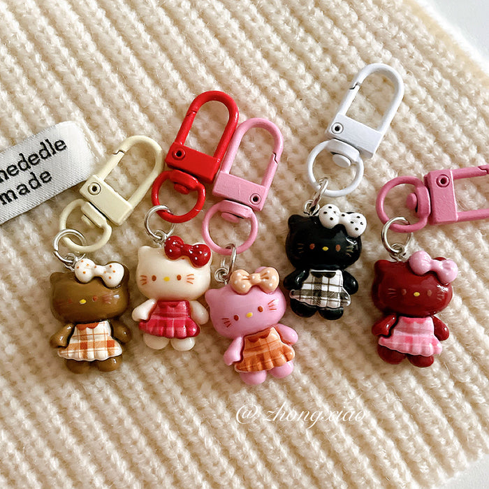 Wholesale Cute plaid skirt keychain pendant cartoon backpack hanging accessory with accessories