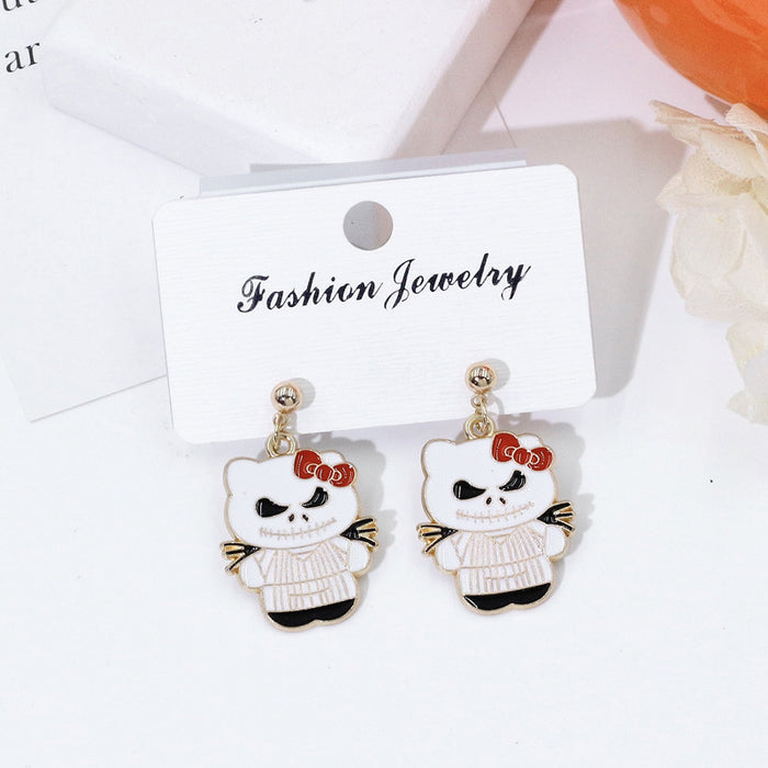 Wholesale Electroplated Metal  Earrings Cute Ghost Pumpkin Design Fashion Accessory MOQ≥2