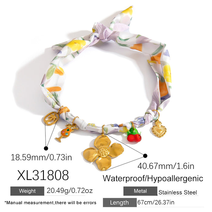 Wholesale Titanium Steel Necklace  Gold Accessible Luxury High-End Sun Flower Silk f Titanium Steel Color-Preserving Clavicle Chain Necklace