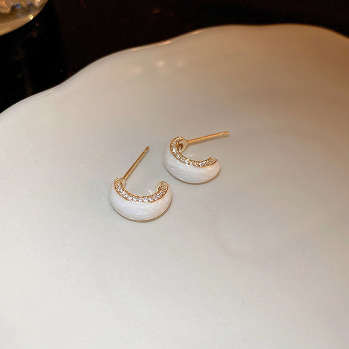 Wholesale Silver needle oil drop flower geometric earrings  summer new all-match earrings