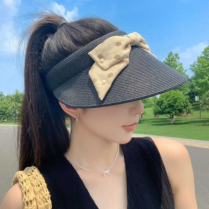 Wholesale Fashionable, lightweight, breathable pearl bow decoration sun hat