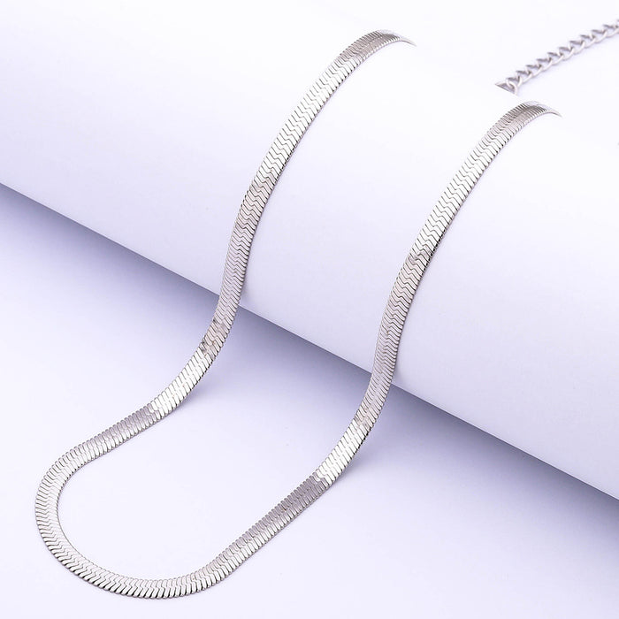 Wholesale Hip-hop Sweater Chains Sparkling Stainless Steel Blade Chains Snake Shaped Chains Titanium Steel Necklaces That Do Not Fade JDC-NE-RX005