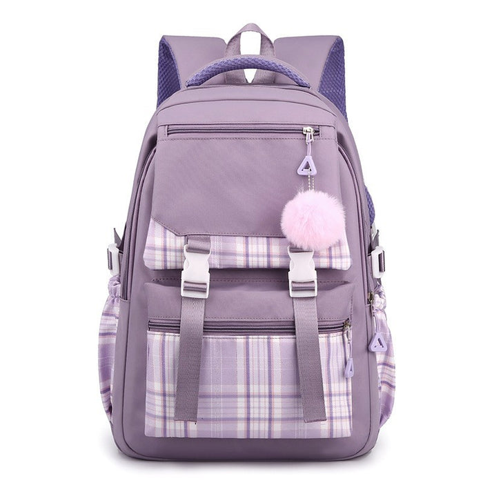 Wholesale Fresh and simple solid color multi-layer backpack for junior high school girls