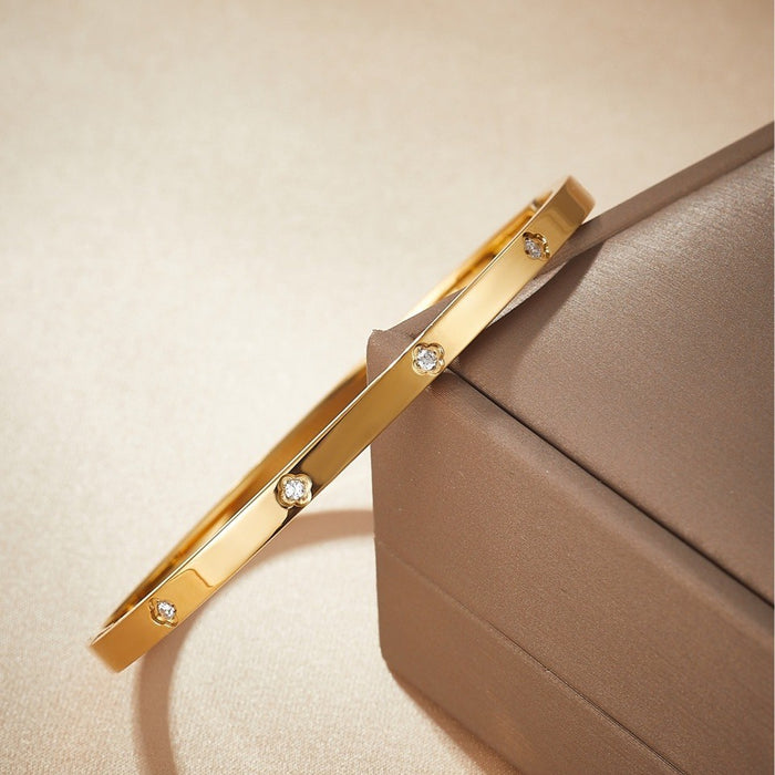 Wholesale Stainless Steel Bracelet Four-Leaf Clover Zircon Bracelet Titanium Steel Bracelet