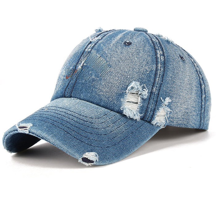 Wholesale Men's vintage distressed embroidered simple duckbill hat, women's outdoor casual denim hat