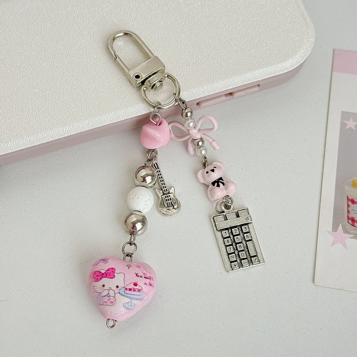 Wholesale Love Keychain Bag Pendant Cute Kt Girl Heart Mobile Phone Chain