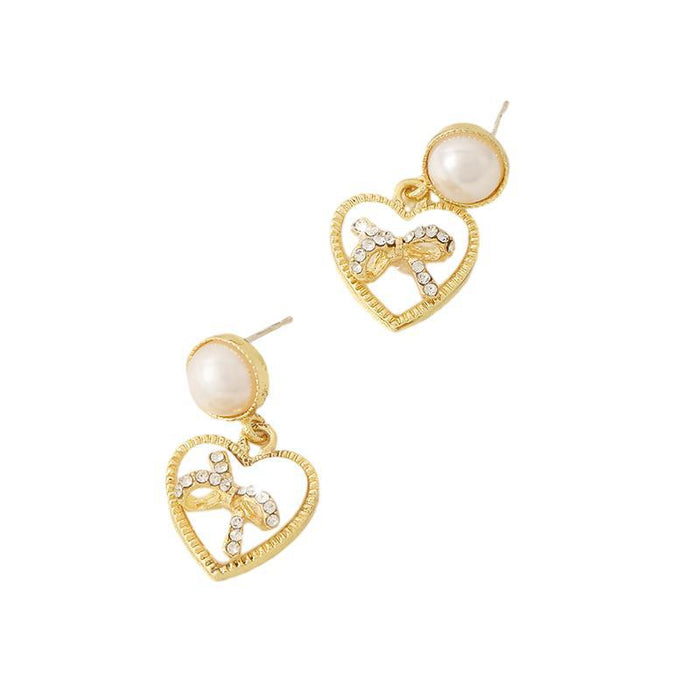 Wholesale Pearl earrings with versatile temperament, heart-shaped earrings, light luxury, high-end earring jewelry