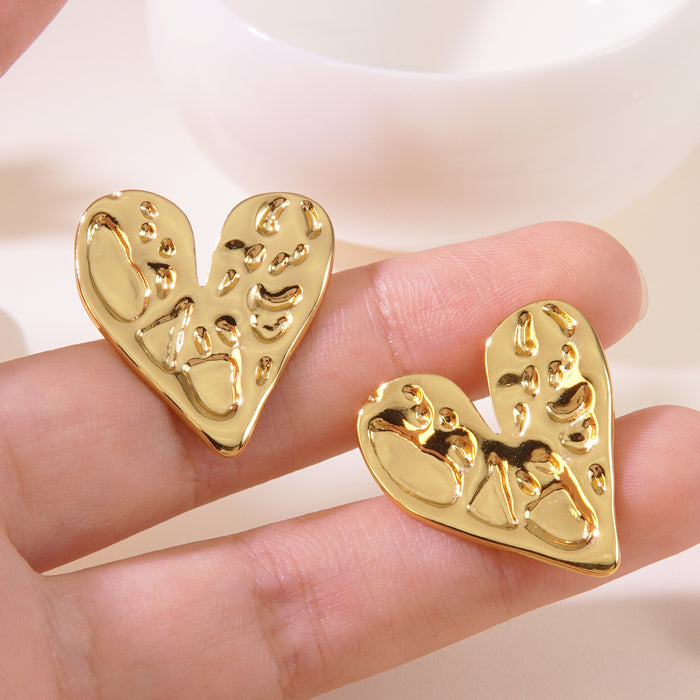 Wholesale Vintage Titanium Steel Heart Earrings JDC-ES-JW005