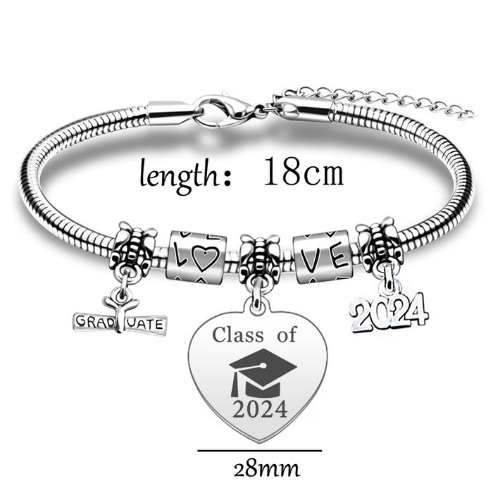 Wholesale Class of 2024 Stainless Steel Engraving Graduation Gift Bracelet JDC-BT-XKa001
