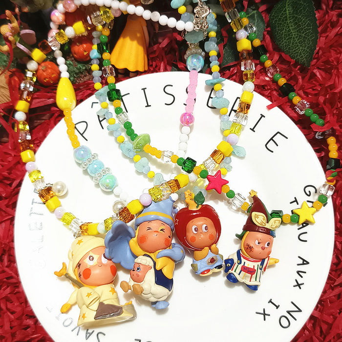 Wholesale Crystal beaded gift from the stars star bread cute short necklace for women