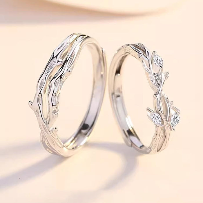 Wholesale Couple's Ring, Men's and Women's Fashion Creative Branch Opening Ring, Small and Minimally Designed Pair Ring