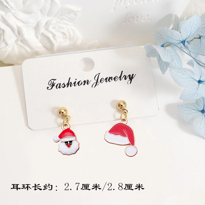 Wholesale S925 Silver Post Christmas Earrings Santa Deer Snowflake Studs for Women Party Gift Fashion Accessory