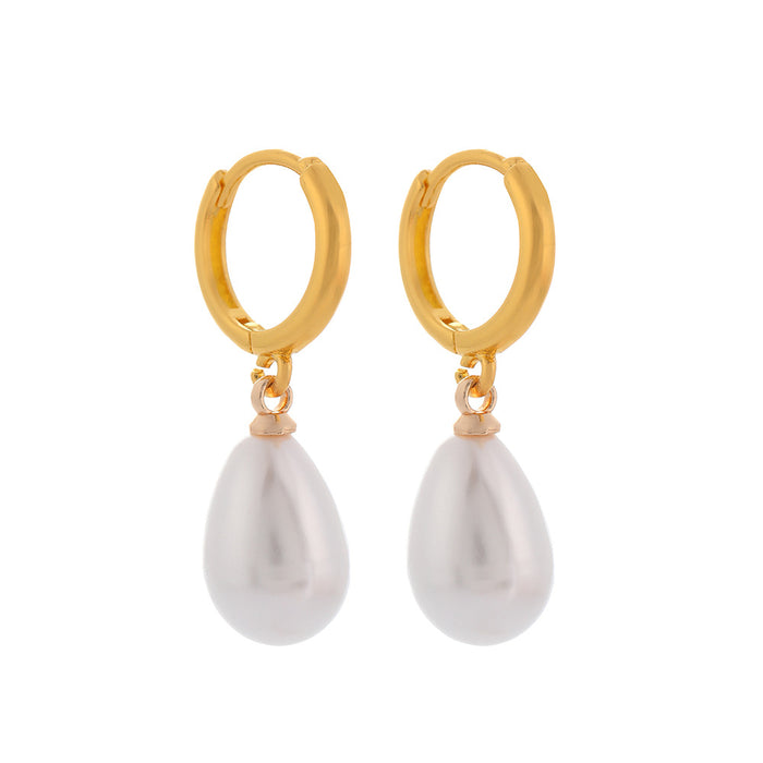 Wholesale Water droplet shaped earrings, retro and versatile, zircon geometric earrings, fashionable and niche design, buckle earrings