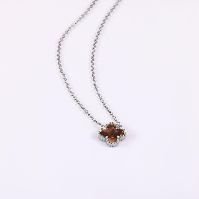 Wholesale Stainless Steel Double-Sided Gold-Plated Four-Leaf Clover Necklace