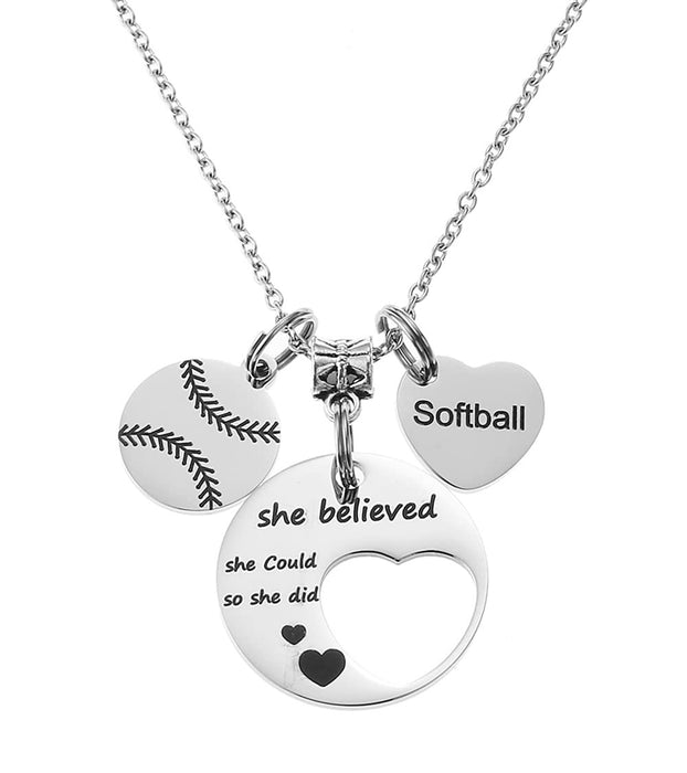 Wholesale Sports Heart Pendant Necklace Pendant Stainless Steel Round Brand Necklace