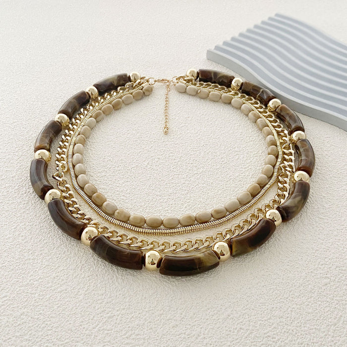 Wholesale Multi-layer Stacked Chain Bamboo Necklace Fashion Women's Necklace