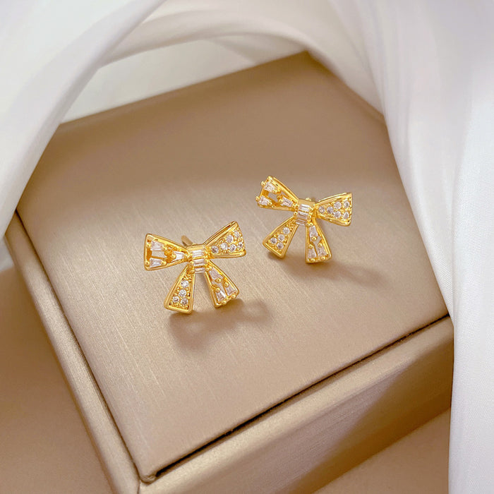 Wholesale Real Gold Diamond Geometric Stud Earrings JDC-ES-LG003