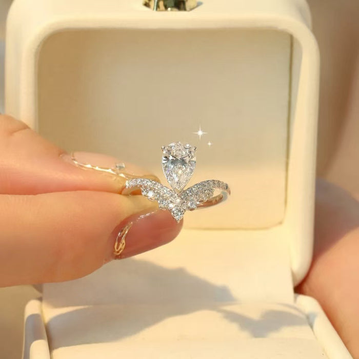 Wholesale Crown Drop Rings Stylish Copper Jewelry Accessory for Women Gift