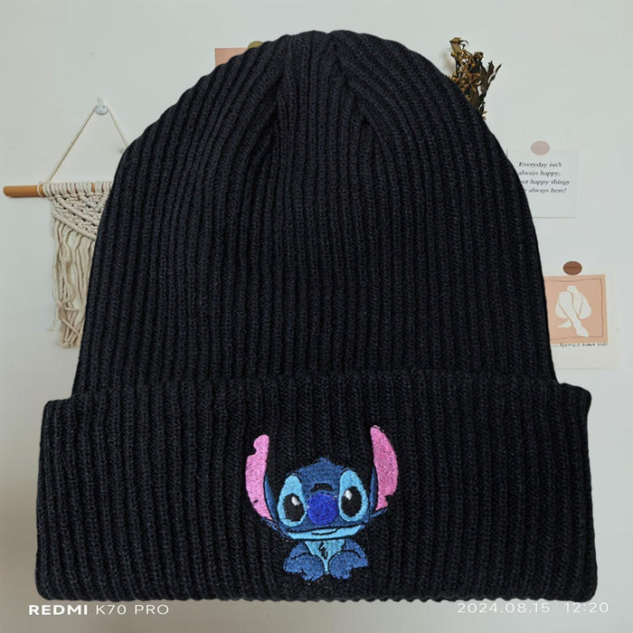 Wholesale Cute cartoon embroidered knitted hat wool hat autumn and winter warm hat cute pullover hat