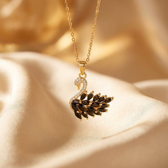 Wholesale Chic Necklace Titanium Steel Gold Plated Zircon Pendant Jewelry Accessory MOQ≥2