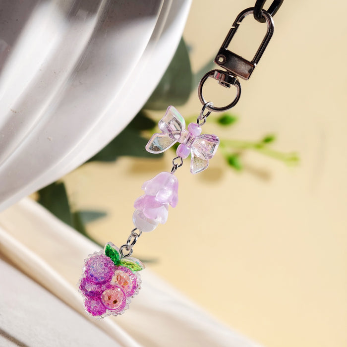 Wholesale Cartoon Fruit Beaded Charm Set - Electroplated Phone Bag Keychain Accessory