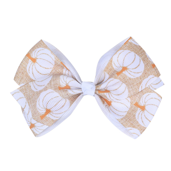 Wholesale Halloween Pumpkin Series Printed Bow Hairpin JDC-HC-QiuN016