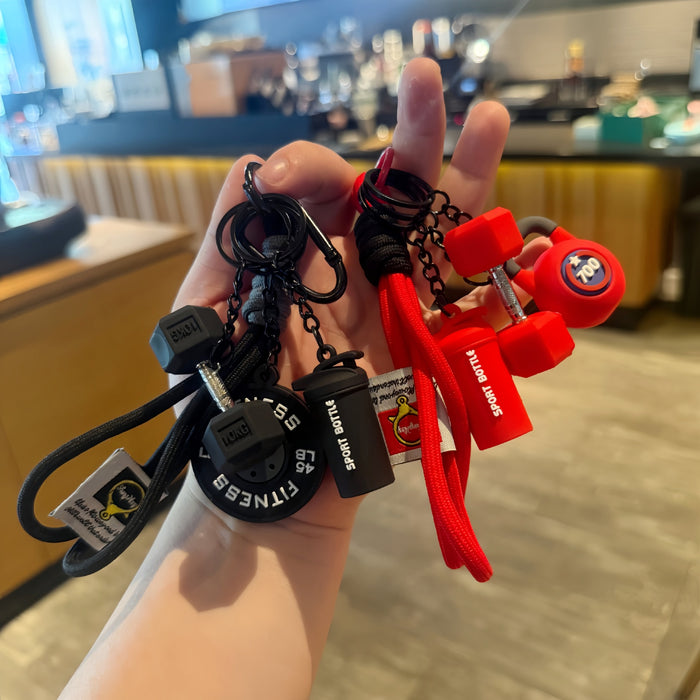 Wholesale Creative Mini Fitness Barbell Keychain