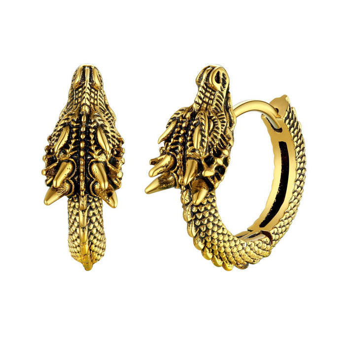 Wholesale Stainless Steel Retro Dragon Earrings Hip-Hop