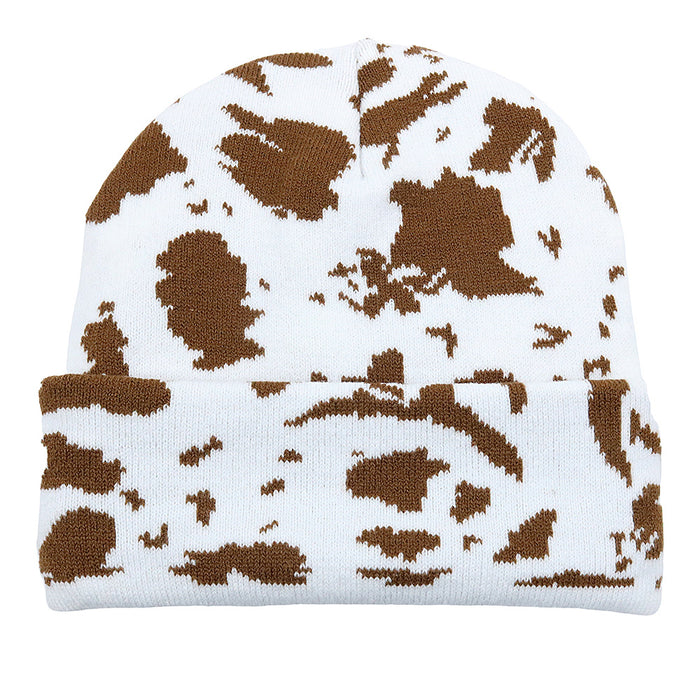 Wholesale Cow Leopard Print Jacquard Acrylic Wool Knitted Hat JDC-FH-HaiPu012