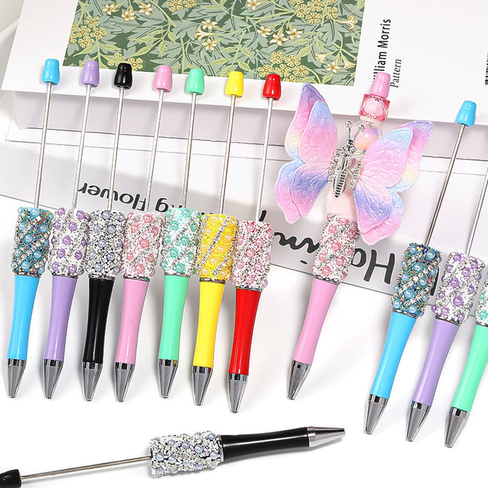 Wholesale 10pcs New Full Diamond Beaded Pen Creative Handmade DIY Resin Rhinestone Ballpoint Pen Fashion Student Gift Pen