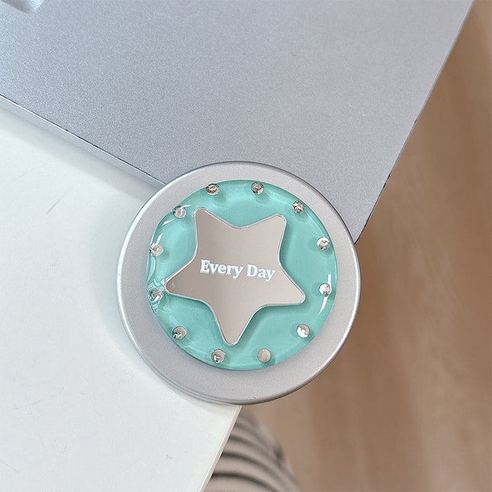 Wholesale Simple Star Design Desktop Retractable Phone Holder with Rhinestone Mirror