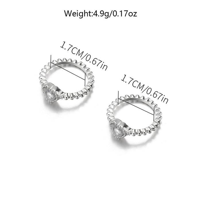 Wholesale Jewelry Simple Alloy Love Ring Set Fashionable and Versatile Diamond studded Water Diamond Ring